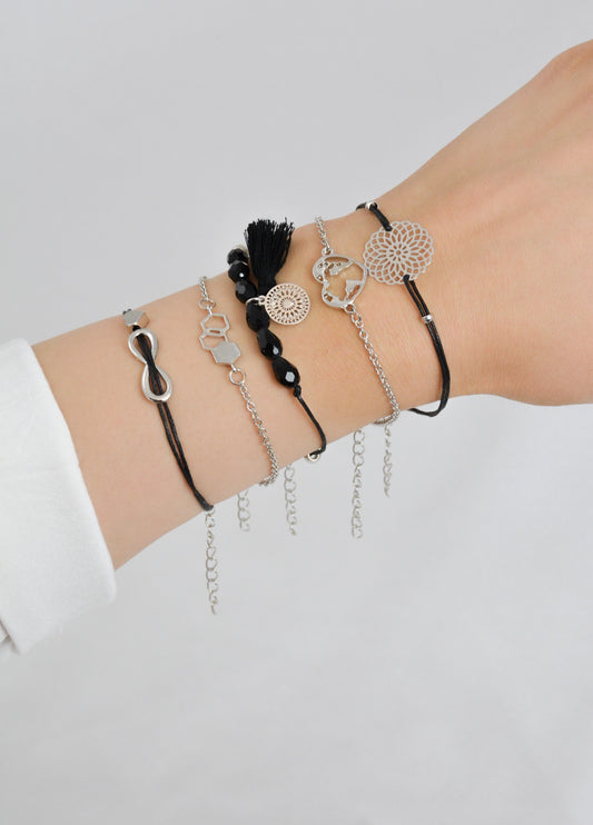 Armband Set Black Heart